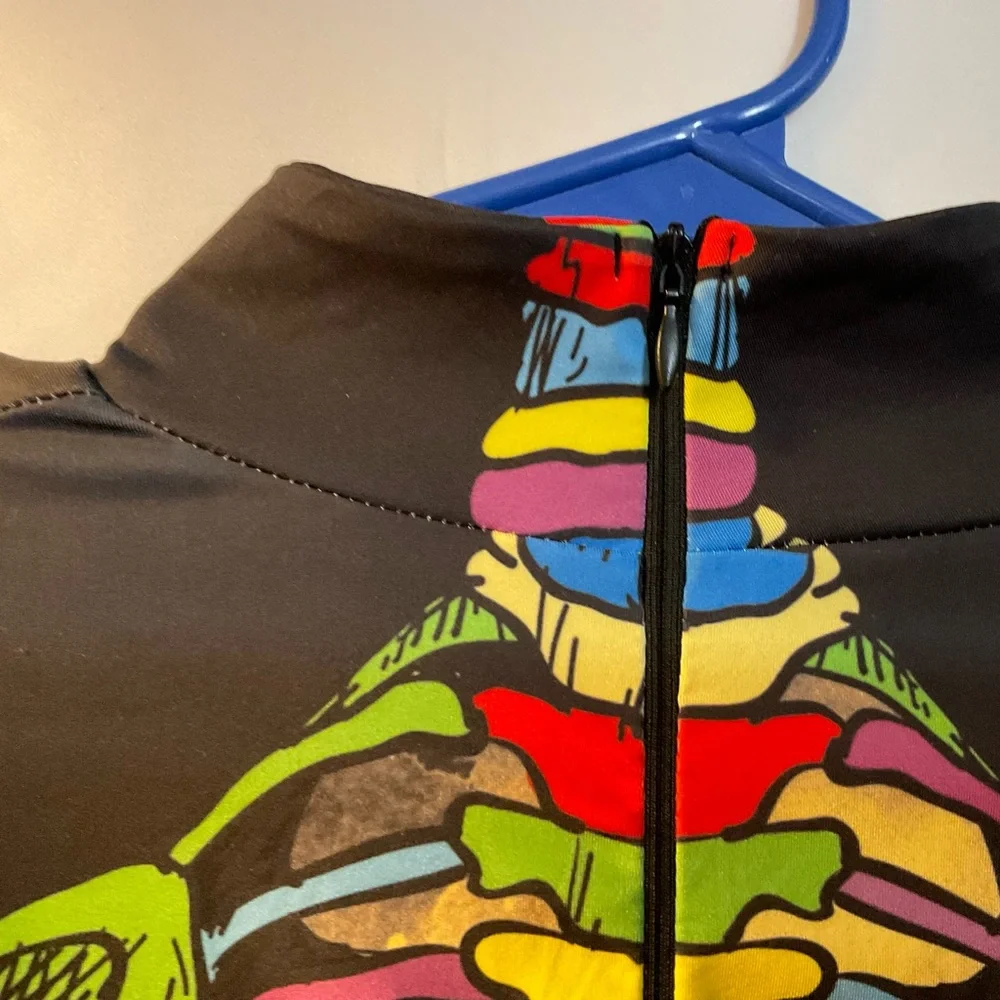 Skeleton printed long sleeves bodysuit/ one piece unisex painted rainbow color.